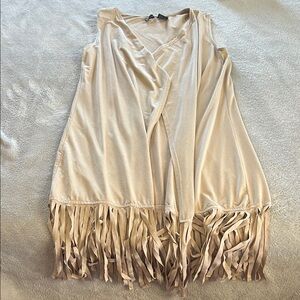 Elegant Fringe Beige Vest